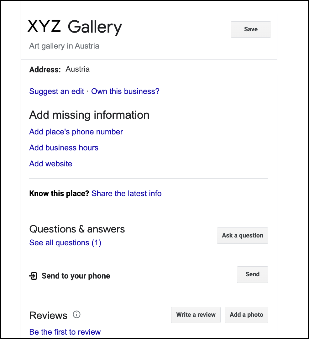 Art gallery with no reviews Picture